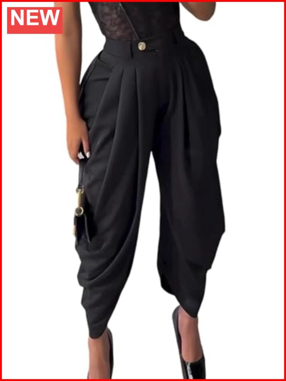 Women's Pleated Wide Leg Palazzo Dress Pants High Waisted Business Trousers